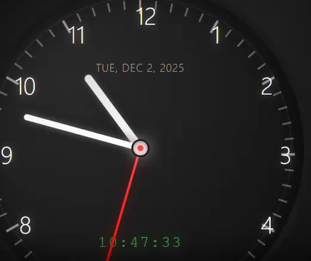 Animated Analog Clock – smooth real-time HTML CSS JavaScript clock with second hand free download