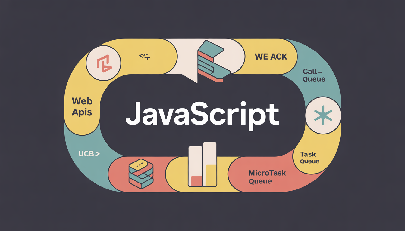 JavaScript Event Loop diagram — call stack, task queue, microtask queue