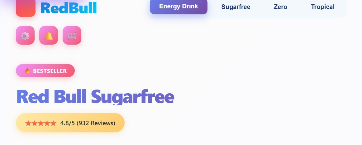 Redbull Energy Drink Inspired Web Layout Template – bold dynamic design free HTML CSS download
