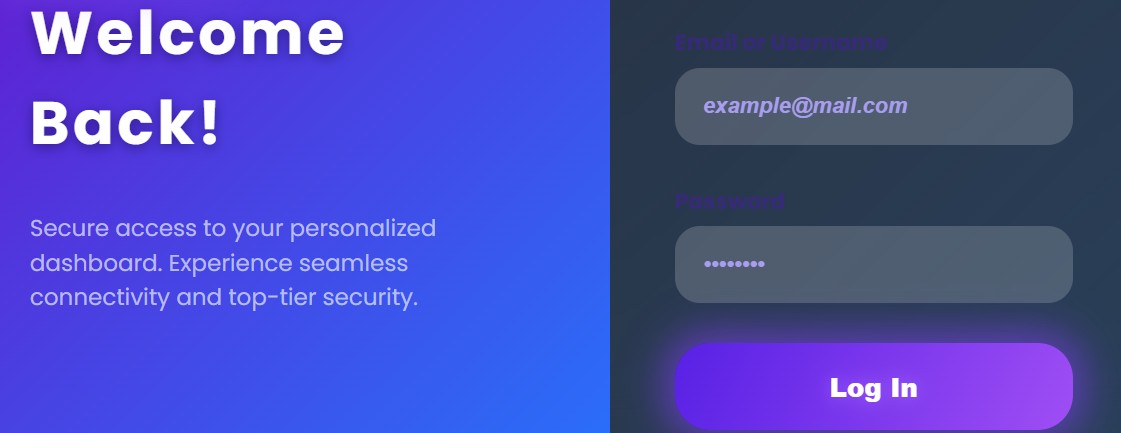 Trend-Forward Sign In 2025 – vibrant gradient dual panel glassmorphism login form free HTML CSS download